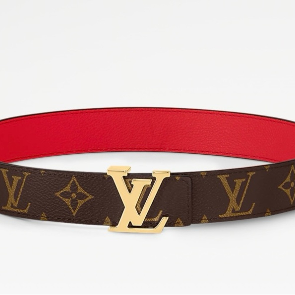 Louis Vuitton Brown and Red reversible Monogram Belt